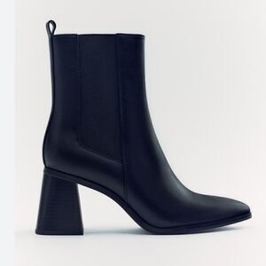 Zara Vegan Leather Ankle Boots Pointed Toe